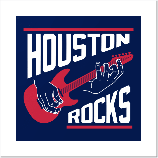 Houston Rocks Air Guitar - Navy Wall Art by KFig21